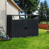 Garbage Bin Shed Stores 2 Trash Cans Metal Outdoor Bin Shed for Garbage Storage,Stainless Galvanized W54071043