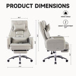 ZUN Swivel Ernomic Office Chair, Technology Leather High Back Office Chair with Lumbar Support Headrest, 36022451