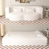 Modern Floor Sofa with 2 Pillows,Convertible Teddy Fabric Foam-Filled Sleeper Sofa Bed,15" Full Size 69042195