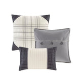7 Piece Herringbone Comforter Set Grey Queen B03597008