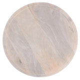 Contemporary Round Solid Wood End/Side Table, Living Room Sofa Side Table, Oak White Finish, Light B011P216679