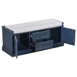 ZUN Storage Bench with 2 Drawers and 2 Cabinets, Shoe Bench with Removable Cushion for Living Room, 85506854