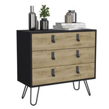 Dresser 29" H, 3-Drawer organiser, Modern Chest of Drawers with Hairpin Legs and Metal Accents, B097P167471