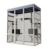 62.6" Outdoor Wooden Catio for Cats, Large Cat Enclosure with Waterproof Roof, 2 Cat Houses & W773P312617