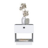 Single Drawer Nightstand 19"H with Open Storage Shelf, White B097133073