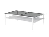 Modern Coffee Table, Tempered Glass Tabletop, Rectangle Coffee Table with Sturdy MDF Base and White 66473538