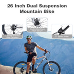 ZUN 26 inch Mountain Bike 21-Speed Dual Suspension Aluminum Alloy Frame For Men and Women's Bike W1019P179707