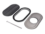 15" Oval Black Aluminum Half Finned Air Cleaner Assembly Fits Chevy Ford Mopar 06143711