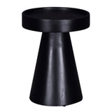 Glam 16 in. Solid Wood Round Pedestal End/Side Table, Living Room Sofa Side Accent Table, Black B011P217873