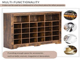 ON-TREND Sleek Design 24 Shoe Cubby Console, Modern Shoe Cabinet with Curved Base, Versatile WF309308AAP