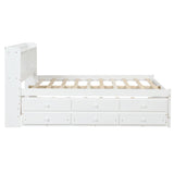 ZUN Full Bed with Bookcase,Twin Trundle,Drawers,White 25636247