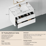 36" Wall-Mounted Bathroom Vanity with Sink, Floating Bathroom Storage Cabinet with Stone Resin W1573P211173