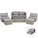 2pcs armless sofa 2pcs footstool 1pcs double sofa 1pcs coffee table with storage, gray 62176797