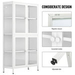 ZUN Four Glass Door Storage Cabinet with Adjustable Shelves and Feet Cold-Rolled Steel Sideboard W1673106109