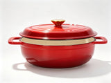 Cast iron 5QT cooking pot - Gradient red - Includes two silicone gloves - Enamel pot 72490556