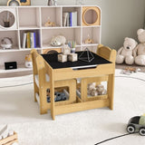 3-in-1 Kids Study Table & Chairs Set - Multi-Functional Activity Table with Detachable Blackboard 14667986