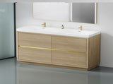 60" Freestanding Bathroom Vanity with Double Sinks, Bathroom Storage Vanity Cabinet with Stone Resin W1573P211192