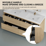 72" Freestanding Bathroom Vanity with Double Sinks, Bathroom Storage Vanity Cabinet with Stone Resin W1573P211193