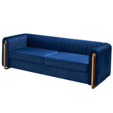 Contemporary Velvet Sofa Couch 84.25''W for Living Room, Blue W57953689