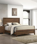 ZUN Brown Cherry Finish Fabric 1pc Queen Size Panel Bed Beautiful Wooden Bedroom Furniture Contemporary B011P174704