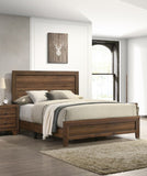 ZUN Brown Cherry Finish Fabric 1pc Queen Size Panel Bed Beautiful Wooden Bedroom Furniture Contemporary B011P174704