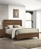 Brown Cherry Finish Fabric 1pc Queen Size Panel Bed Beautiful Wooden Bedroom Furniture Contemporary B011P174704
