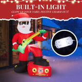 7.5FT Lighted Christmas Inflatable Decoration, Inflatable Black Santa Playing Electric Guitar, Funny 18659500