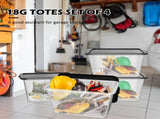 14.5-Gallon 4 pack Reusable Stacking Plastic Storage Containers with Lids, Black/Clear 52278345