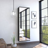 Leto Wall Mounted Shoe Rack With Mirror, Single Door, Capacity For Ten Shoes -Black B20091927