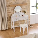 Compact Makeup Vanity Table with Reversible Mirror, Dressing Table Set with Stool, Space-Saving N844P288535A