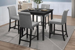 ZUN Counter Height Chairs Set of 2 Black Finish Upholstered Gray Padded Seat Back Transitional Dining B011P168511