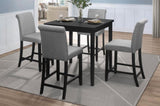ZUN Counter Height Chairs Set of 2 Black Finish Upholstered Gray Padded Seat Back Transitional Dining B011P168511