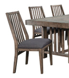Wooden Side Chairs 2pc Set Padded Fabric-Covered Seats Natural Weathering Look Dining Room Furniture B01151372