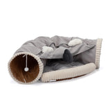 Collapsible Cat Tunnel Bed for Indoor Cats, Washable Cat Hide Tunnel with Hanging Toys and Cushion W2181P155137