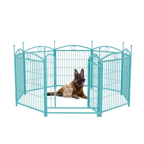 ZUN Dog Playpen Indoor 32 inch 8 Panels Metal Dog Pen Pet Dog Fence Outdoor Exercise Pen with Doors, W368P234003