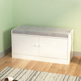 ZUN Shoe Storage Bench with 2 Door Cabinet, Entryway Bench with Shoe Storage, Shoe Bench with Cushion, W760P206351