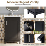 ZUN [Viedo] 20 Inch Modern Small Bathroom Vanity Cabinet With Ceramic Basin- 20*14.5*33.3 Inches,Ample N729P170386B