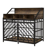 ZUN 43.3 inch Dog Crate Furniture for Large Dogs,Wooden Dog Crate Divider,Double Door Dog Kennel 88510541