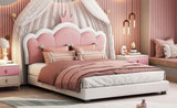 Full size Upholstered Princess Bed With Crown Headboard,Full Size Platform Bed with Headboard and N733P180808K