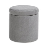 ZUN Brandy 14" Round Upholstered Storage Ottoman with Leather Accent, Uptown Gray B2719P269256