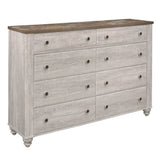 ZUN Transitional Rustic Style 1pc Dresser of 8 Drawers Two-Tone Antique White and Brown Classic Bedroom B011P212238