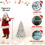 ZUN 7.5ft Snow-Flocked Artificial Christmas Tree with Pine Cones, Prelit Xmas Trees, Hinged Easy 68351185