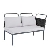 ZUN 5-Piece Modern Patio Sectional Sofa Set Outdoor Woven Rope Furniture Set with Glass Table and 52333749