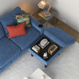 Convertible Combination Sofa Sofa L-Shaped Sofa with Storage Cabinet Footstool, Living Room Navy W2012126503