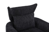 Classic Mid-Century 360-degree Swivel Accent Chair, Black Linen W1361104584