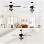 ZUN 52'' Shade Ceiling Fan Lamp With Remote Control,3 Speed ,4 Timing , 5 Reversible Blades W1592P192270