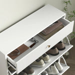 ZUN White shoe cabinet with adjustable shoe rack 34135365