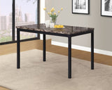 ZUN Noyes Metal Dining Table with Laminated Faux Marble Top, Black T2574P165157