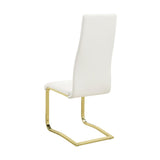 Set of 4 Leatherette Upholstered Dining Chairs, White and Gold B016P224737
