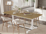 59"Bar Height Table with Footrest, Rectangular Wooden Tabletop Bar Table, Heavy Duty Metal Frame W757P506726